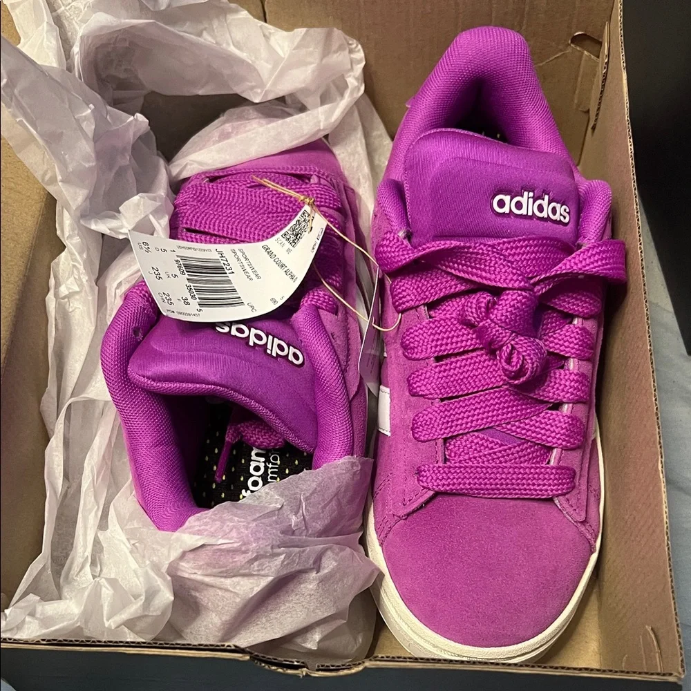 adidas Grand Court Alpha Pink and White Women's Sneakers - Picture 3 of 5